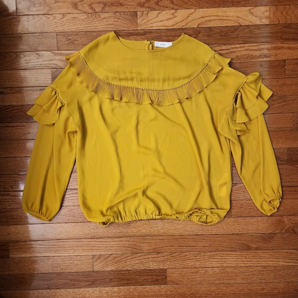 Roman Mustard Ruffled Short Sleeve Top